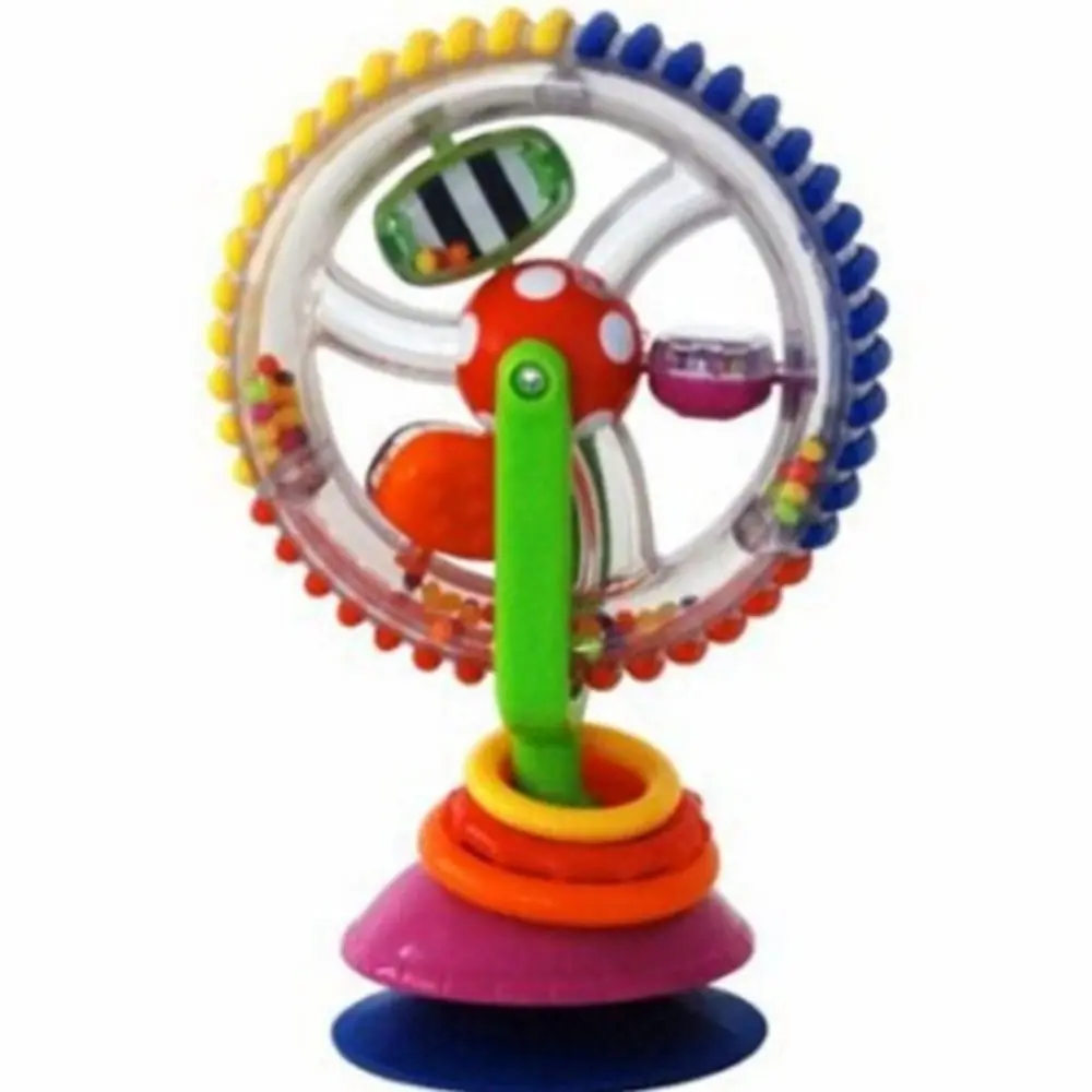 Ventosa adatta 360 Rotante Mulino a vento Ruota di plastica di piccole dimensioni Giocattolo per bambini Apprendimento precoce Perline colorate Montessori Sonaglio che gioca