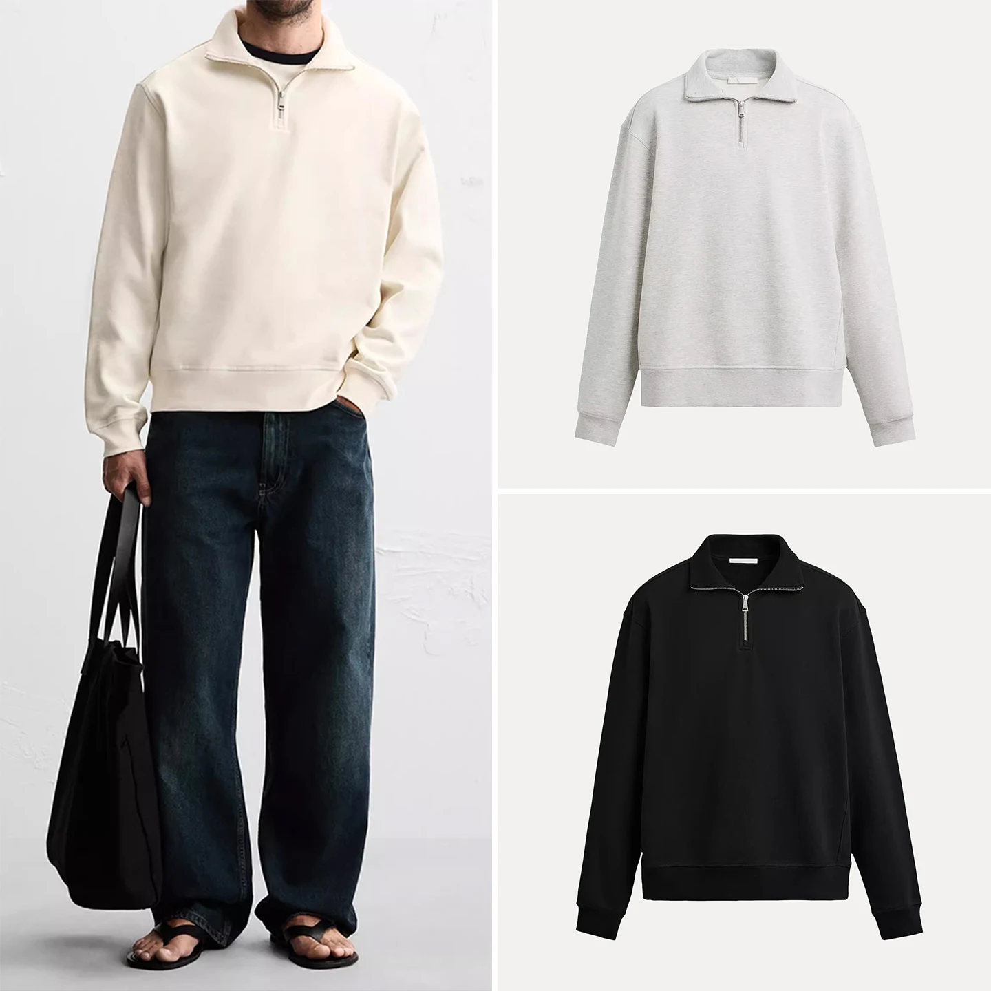 Slim Fit Straight Leg Sweatshirt Personality Basic Style Half Zipper Design Autumn New Arrival Men's Fashion ZADATA Brand