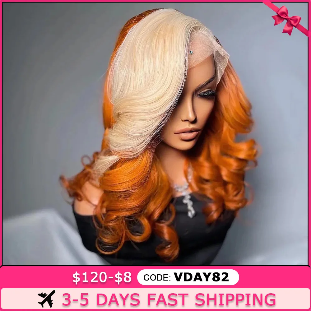 

Ginger 13x6 Transparent Lace Front Wig Body Wave Wigs For Women 613 Colored 13x4 Lace Front Blonde Human Hair Pre Plucked Wigs