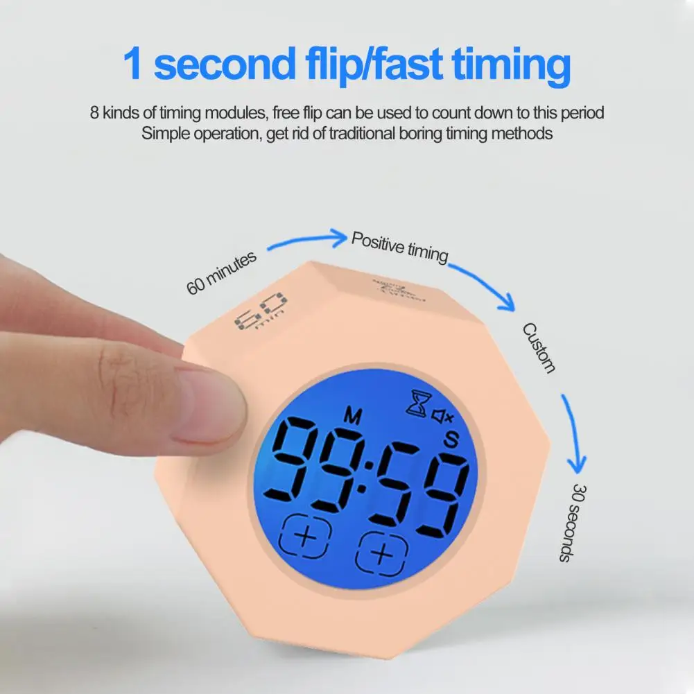 Cooking Timer Study Digital Timer Portable Mini Digital Timer with Touch Control Led Display Flipping Sensor for Time