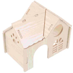 Hamster Hideout House Wear-resistant Rat Guinea Pig Hideouts Toy Decorative Wooden Bunny Toys