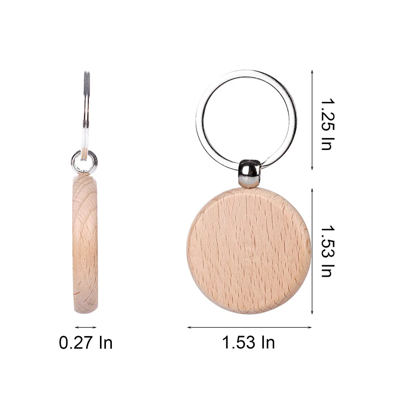 100PCS Wood Blank Tags Keychains Keyrings with Wooden Pendants