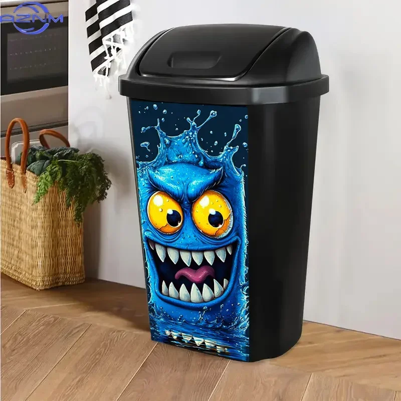 Household Dustbin 2D Printed Decal Trend‑setting Pattern Ornament for Daily‑use Trash Can