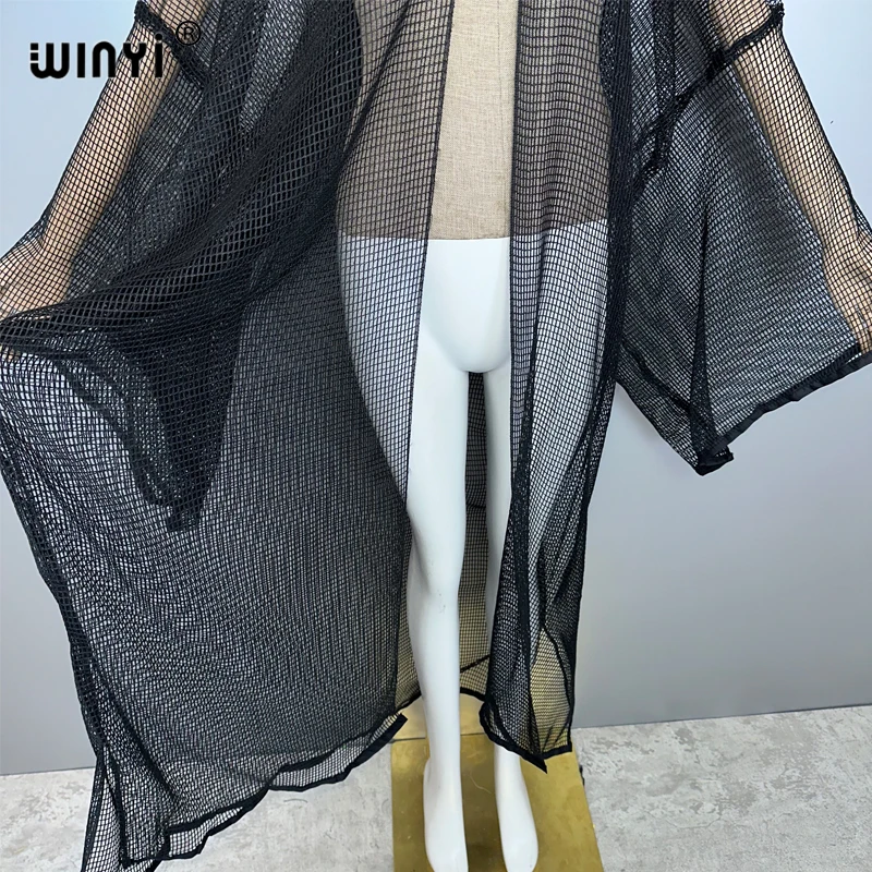 WINYI reine Farbe hohle lose Strickjacke Strand Kimono sexy Kleid Bikini Cover-up Strickjacke Badeanzug Strand Outfits für Frauen Kleid