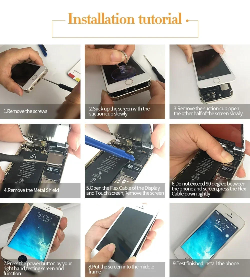 LCD Display for iPhone 5S LCD iPhone Screen Replacement 100% Test High Quality Screen Display iPhone 5S