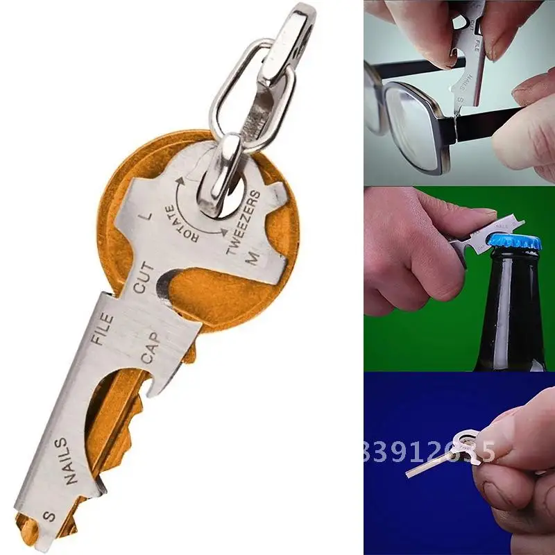 

Key ring gadget with 8 tools in 1, multipurpose keytool carabiner clip for edc gear multitool multifunction quickdraw.