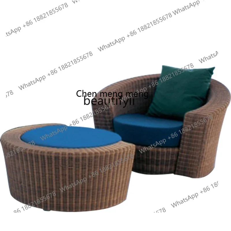 cc182R LBX Outdoor Balcony Lying Bed Leisure Courtyard Villa Garden round Bed Lying Bed Swimming Pool Beach Recliner Rattan Chai