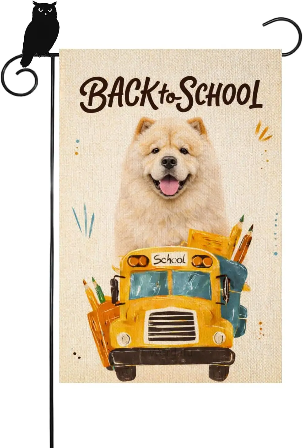 Welcome Back to School Garden Flag Chow-Chow-Dog 12x18 Inch Double Sided Seasonal Yard Flag for Outside Decoration Small Sea yyi