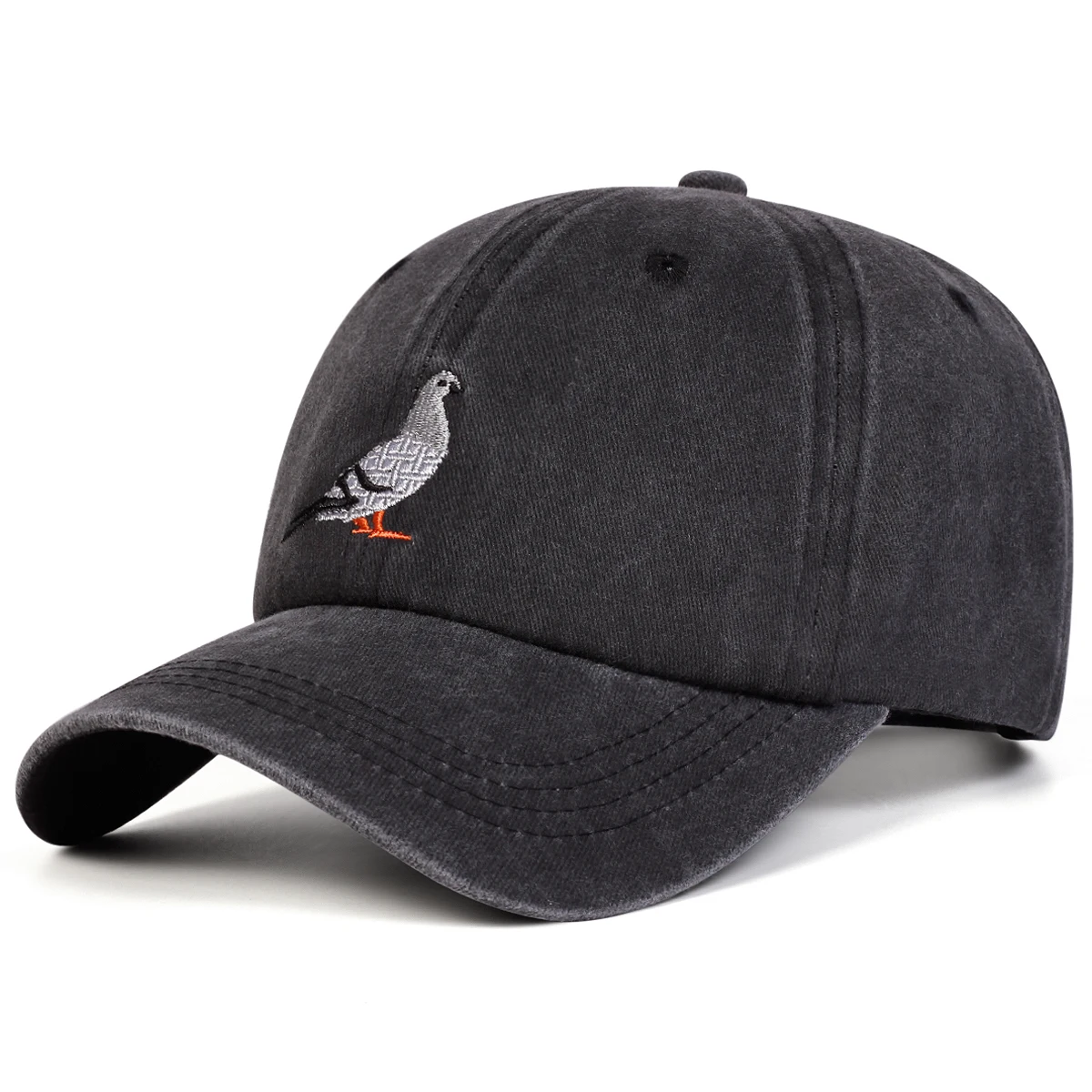 Unisex Baseballkappen aus gewaschenem Denim mit Tauben-Stickerei, für Frühling und Herbst, verstellbare Freizeitmützen für den Außenbereich, Sonnenschutzhüte, Sportkappen – Detail 2