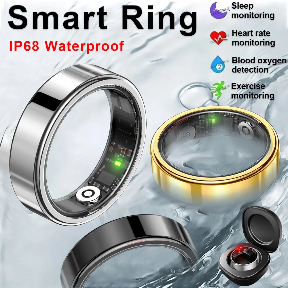 

2025 Smart Ring Men Women with Charging Case, Heart Rate, Blood Oxygen, Sleep Monitor, 5ATM Waterproof Smartring For Android iOS