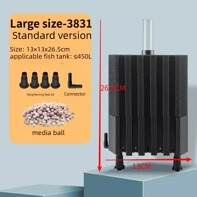 Big Aquarium Sponge Filter For Fish Tank Air Pump Skimmer Biochemical Sponge Filter With Media Ball Aquarium Bio Filter Filtro image 3