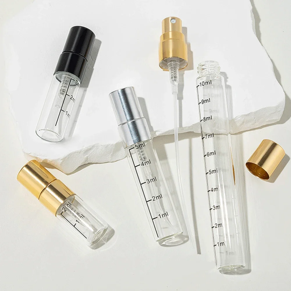10 pièces 2ML 3ML 5ML 10ML bouteille de parfum rechargeable avec échelle Mini flacon pulvérisateur en verre atomiseur de parfum pour sac à main de voyage Portable