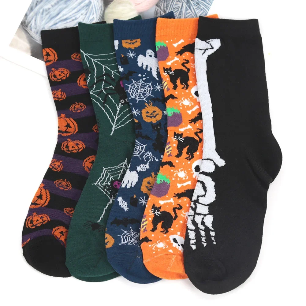 Halloween Women\'s Socks Personality Harajuku Warm Sock Simple Long Socks Fashion Spring Autumn for Women Men Mid Length Socks