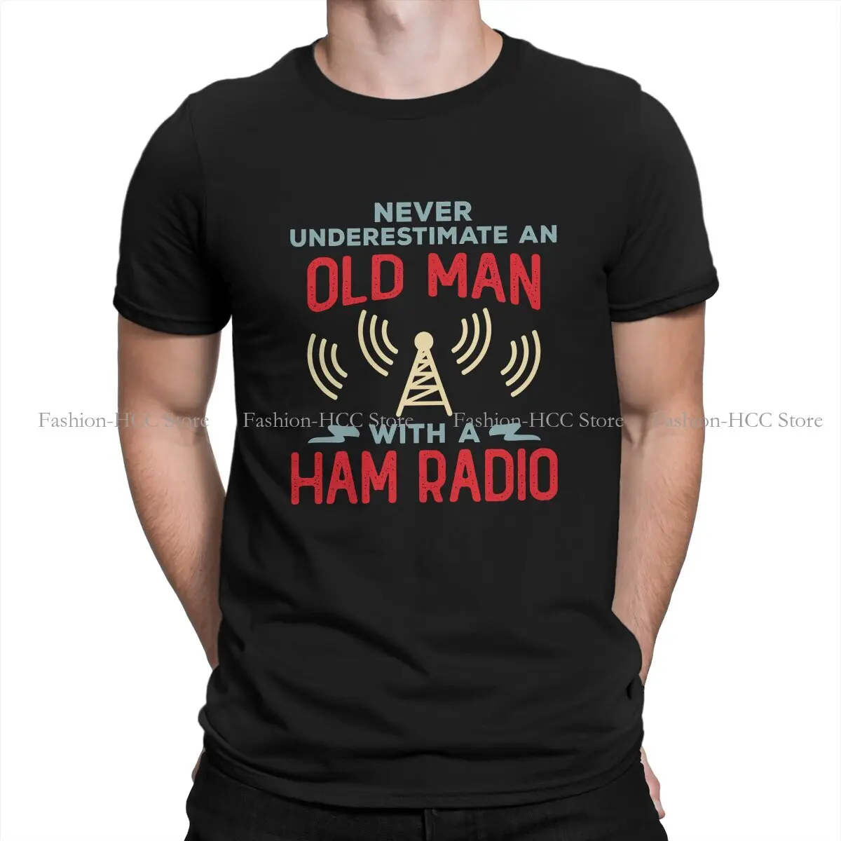 Never Underestimate an Old Man Style Polyester TShirt Amateur Ham Radio Operator Top Quality Creative Graphic T Shirt Stuff