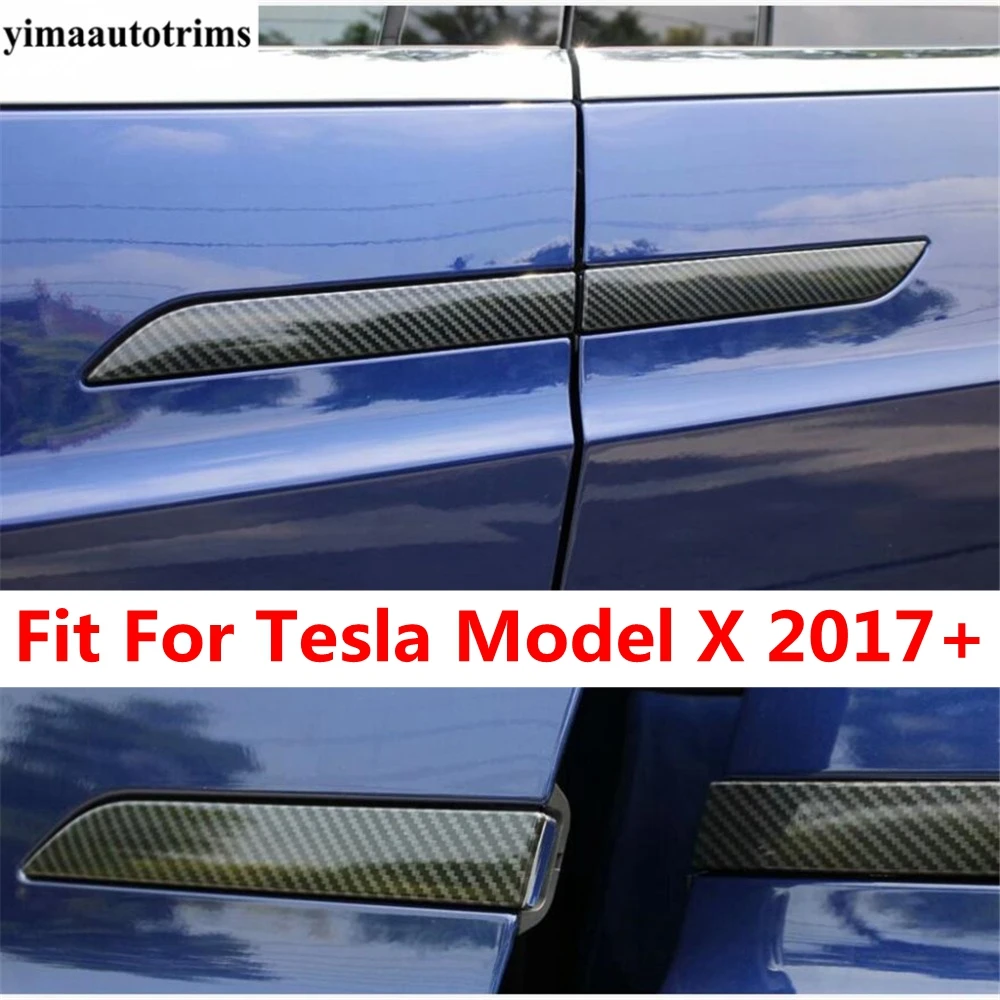 

Car Outside Door Handle Panel Decoration Molding Cover Trim For Tesla Model X 2017 - 2020 ABS Carbon Fiber Accessories Exterior