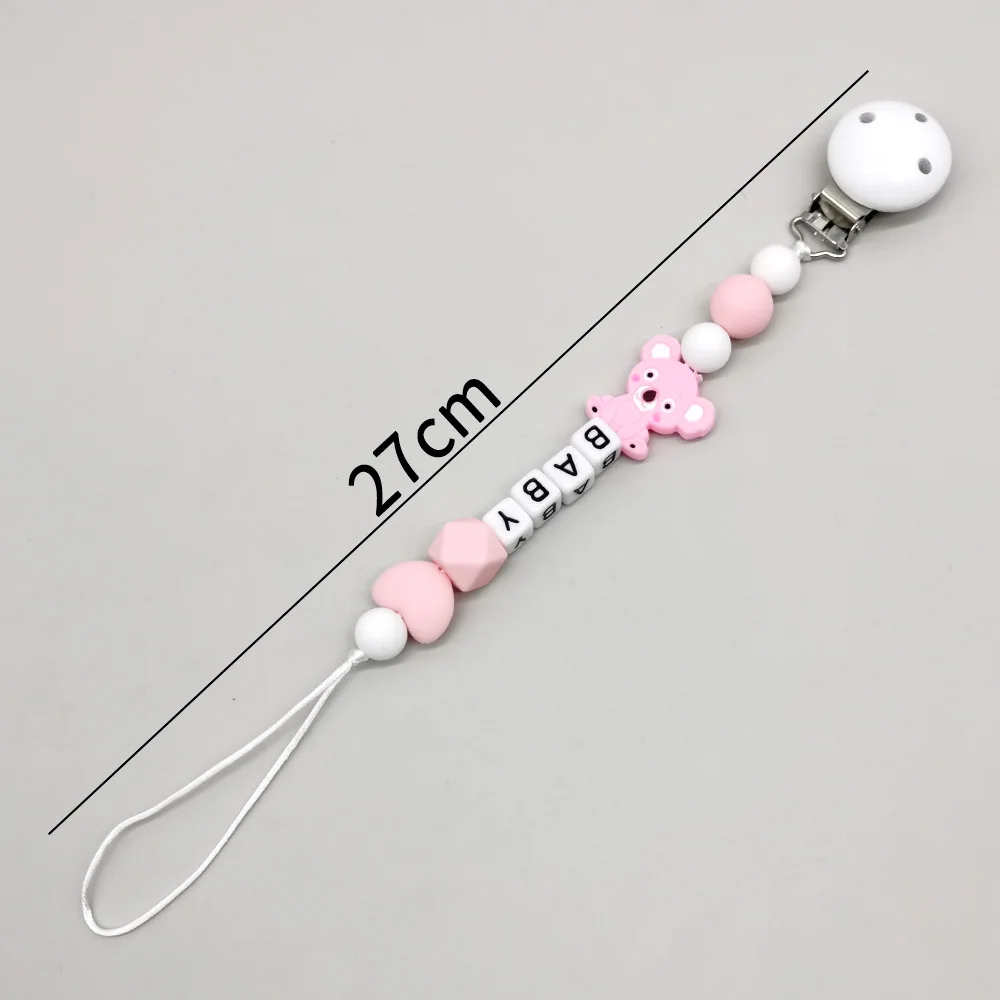 Custom Free personalized Name baby pacifier holder chain Handmade silicone koala safe teether Newborn Chew Gift
