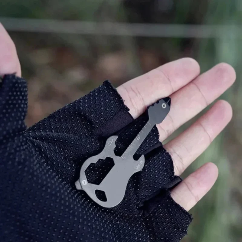 New Guitar-Shaped Card EDC Multi-Tool: Survival Gear   Music Lover'S Toy With Bottle Opener & Knife - Compact For Adults/Teens