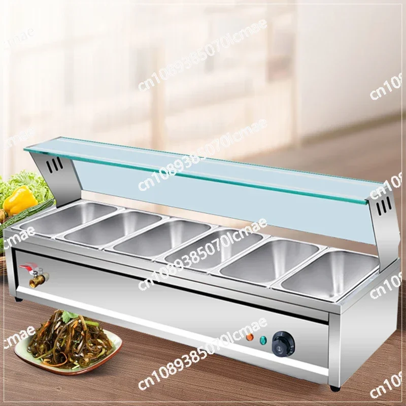 Buffet Food Warmer Stainless Steel 3-12 Pans with Glass Shield Commercial Countertop Bain Marie Electric Steamer Cooker