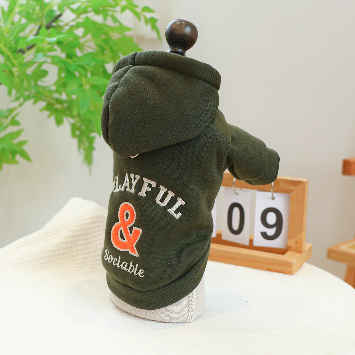 1PC pet clothing dog spring and autumn thickening army green warm comfortable pullover Hoodie For Small and Medium Dogs