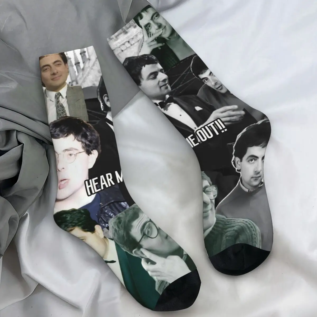 

Женские и мужские носки с героями мультфильмов «Мистер Бин Рябина Аткинсон», чулки для комиксов, осенние мягкие дышащие носки, велосипедные антибактериальные носки