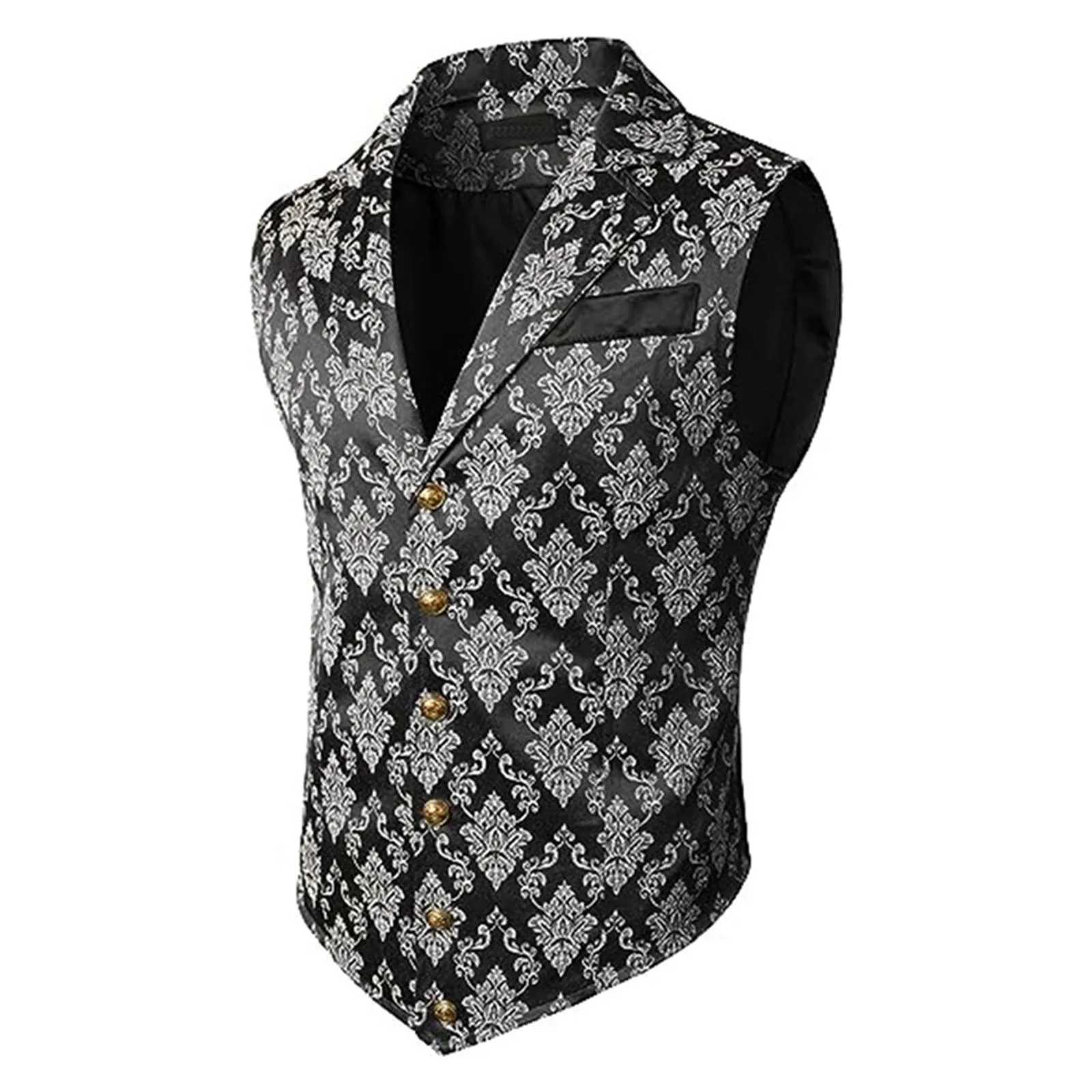 Green Paisley Formal Business Waistcoat Hombre Wedding Party Tuxedo Accesor Casual Men\'S Turn-Down Collar Victorian Vest