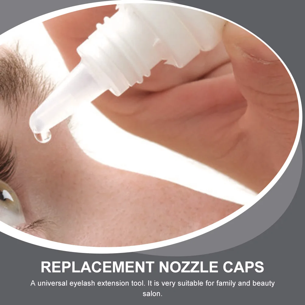 60 Stück Wimpernkleber-Flaschendüsen, Ersatzkappen, hochwertiges PP-Material, universelle Kleberflaschen-Mundspitzen für die Wimpernverlängerung