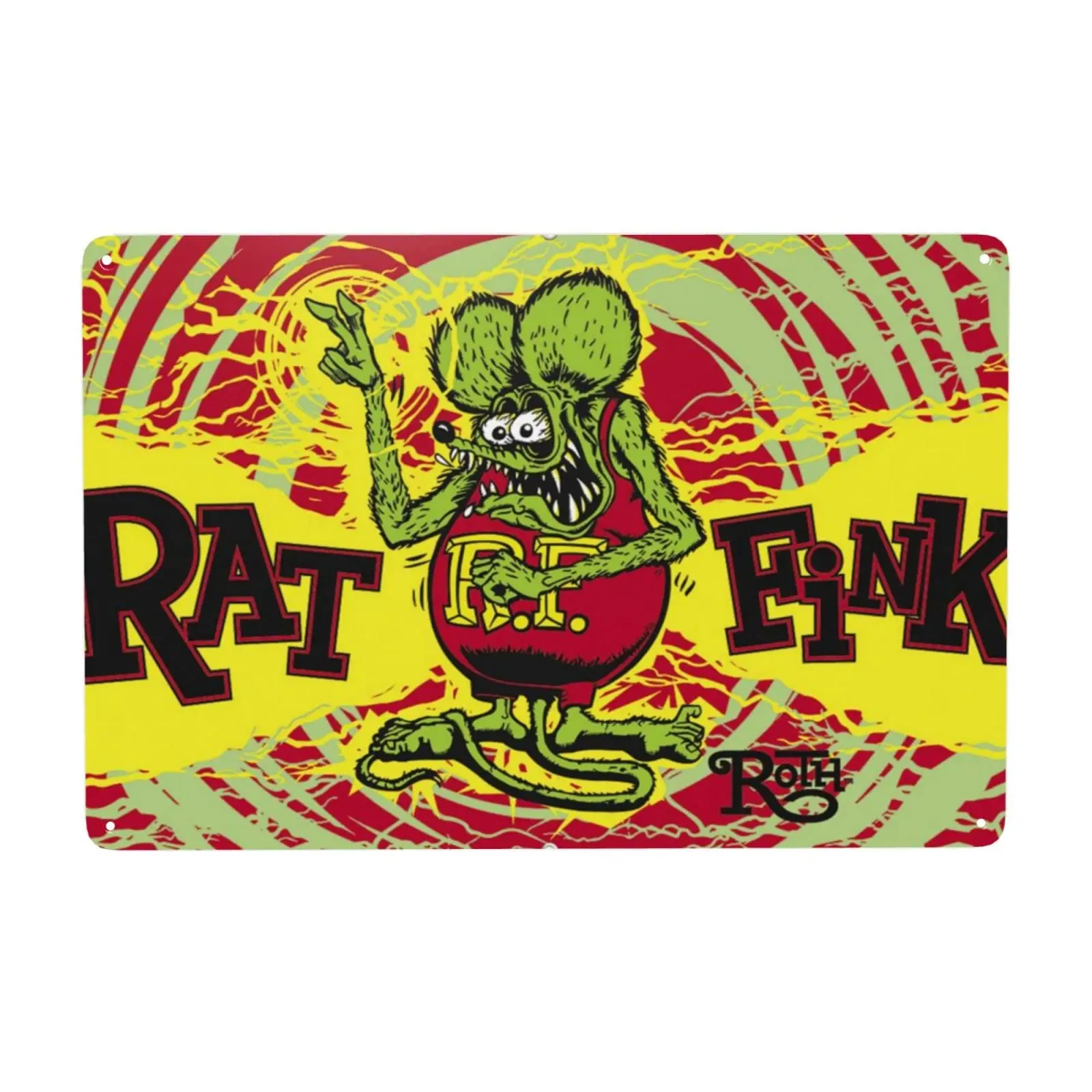 Vintage Rat Fink Metal Plate Retro Car Adaptations Metal Tin Sign Cinema Plaque for Man Cave Garage Bar Club Wall Decor WY189