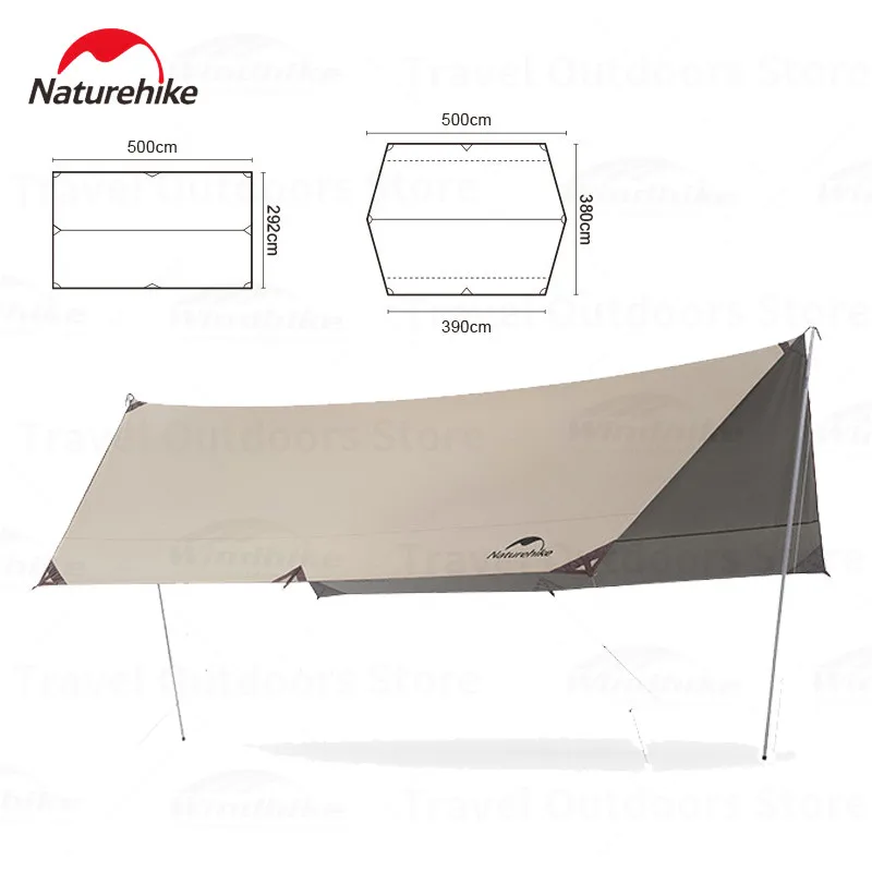 Naturehike Camping 6-8 Persons Sun Shelter Titanium Vinyl Fabric UPF50+ Awning Hexagon/Square Outdoor Picnic Rainproof Canpoy