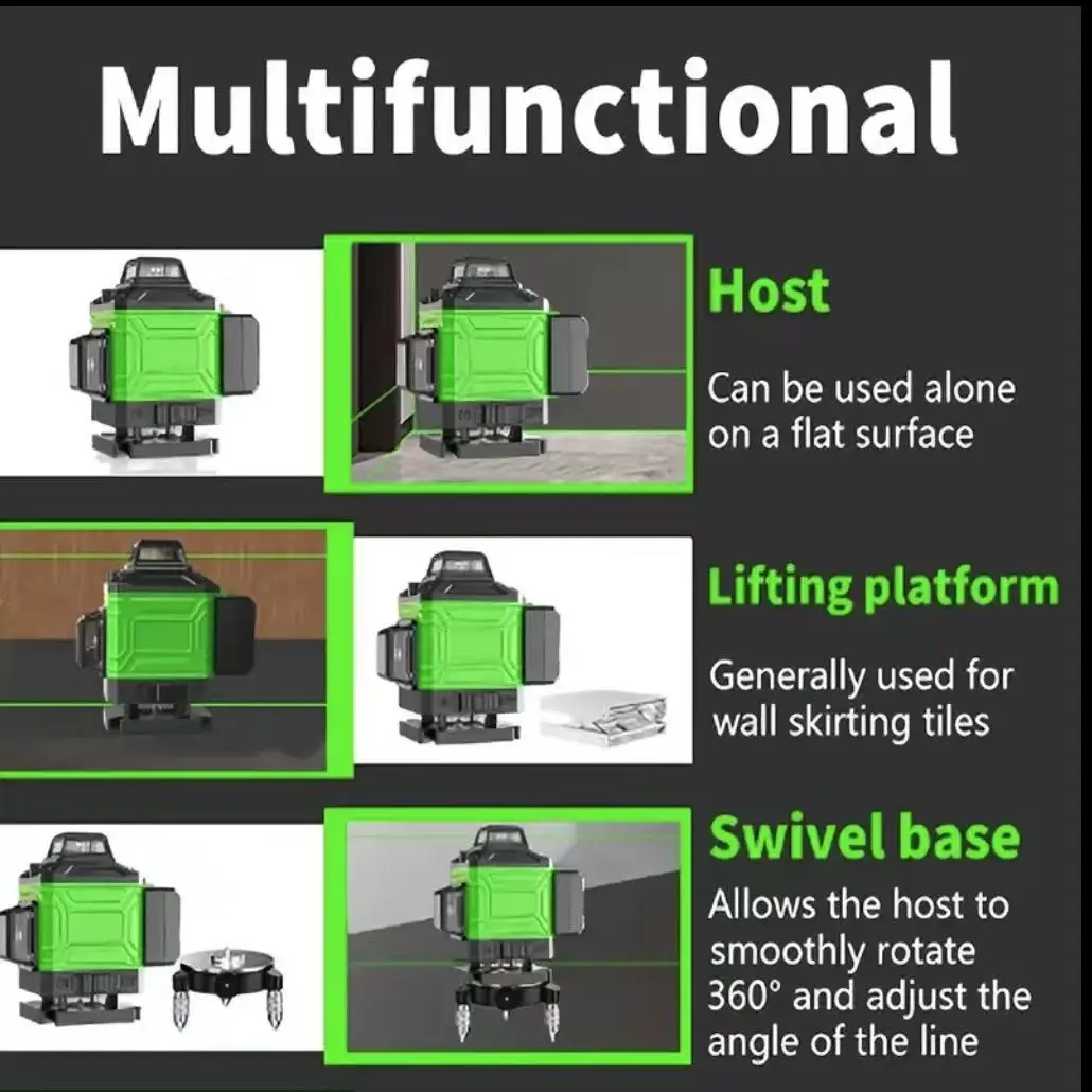 16-Line Green Beam Laser Level 360° High Precision Alignment Tool for Professional Construction & DIY Projects Durable & Ult