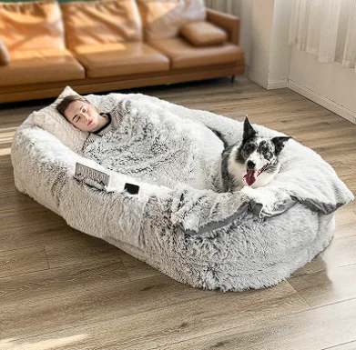 Human kennel plush round pet kennel dog bed Winter warm sponge dog pad Pet supplies Pet mattress