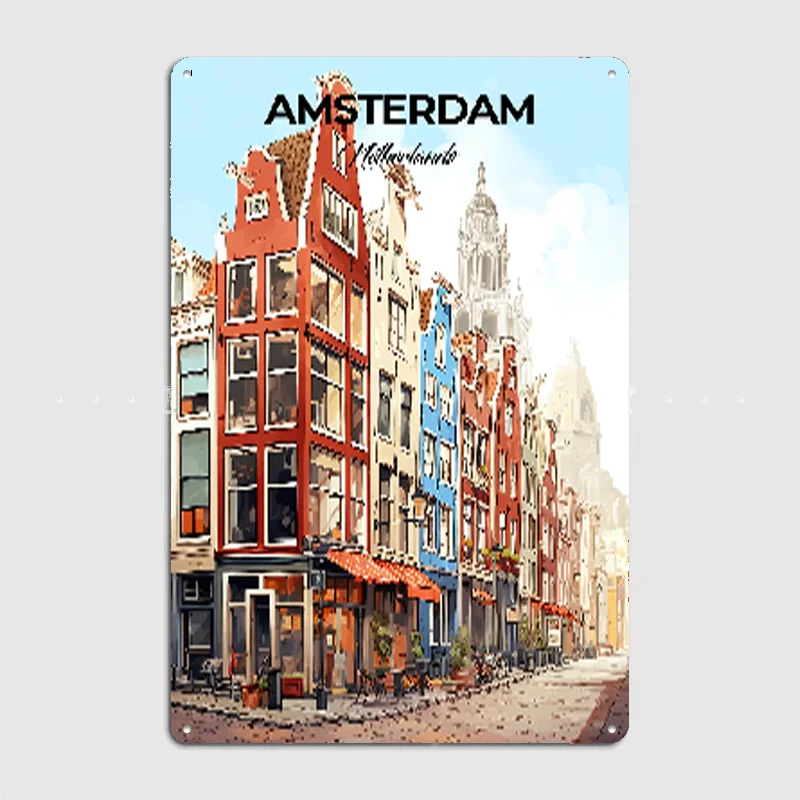 Home Decor Netherlands - Amsterdam Netherlands Travel Poster Metal Custom