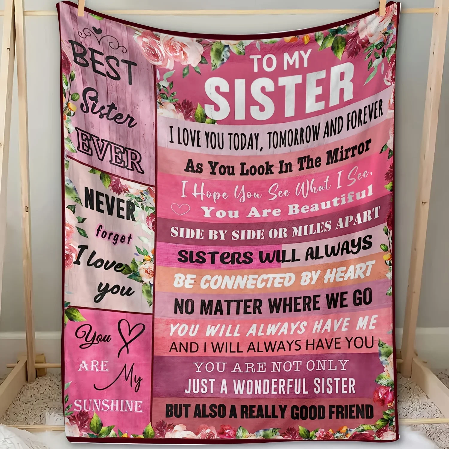 To My Sister Blanket Birthday Gifts Quilt Ultra-Soft Micro Fleece Throw Blankets for Thanksgiving Christmas Bed Sofa Travel