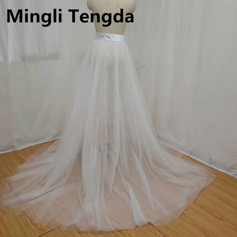 Mingli Tengda-falda de tul desmontable de 4 capas, enagua de cola de novia, tutú de boda, botones de cintura, accesorios de crinolina