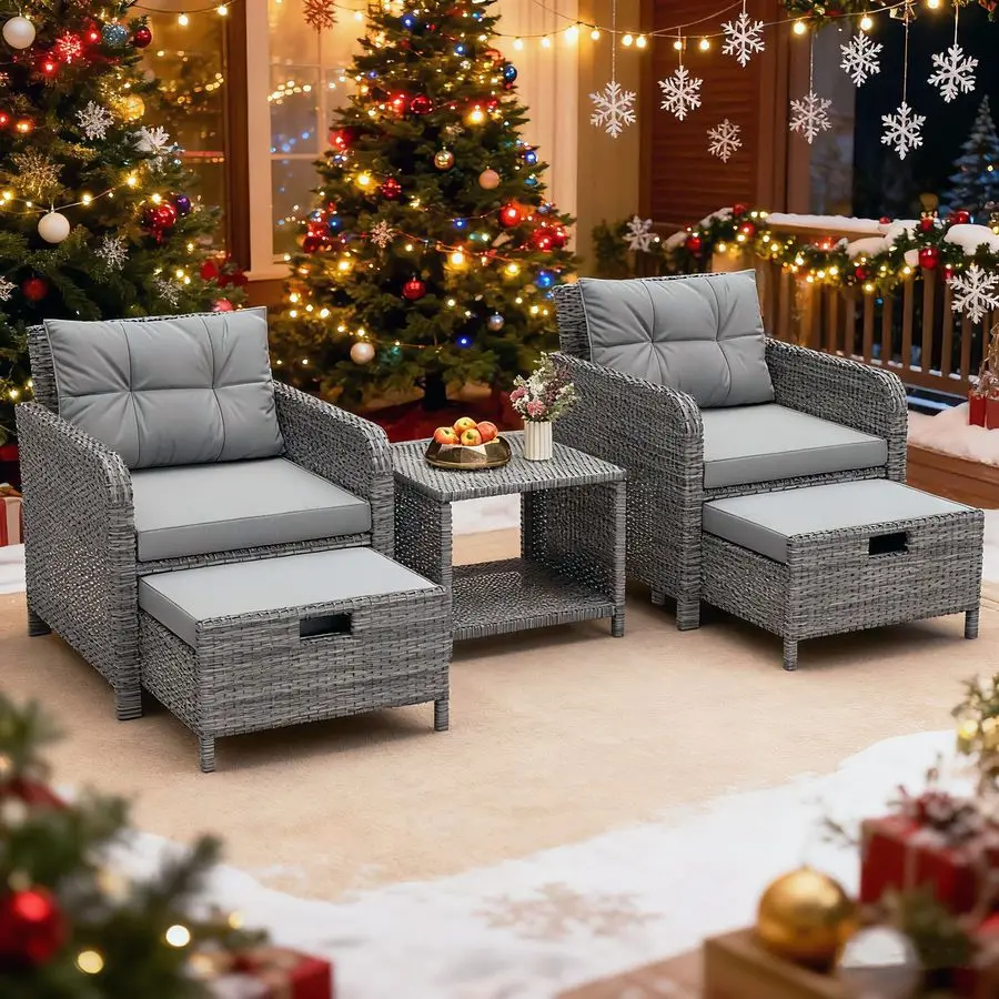 

Комплект мебели для патио, набор для бесед из ротанга ручной работы с мягкими подушками усилителя журнального столика, уличные стулья с приветкой