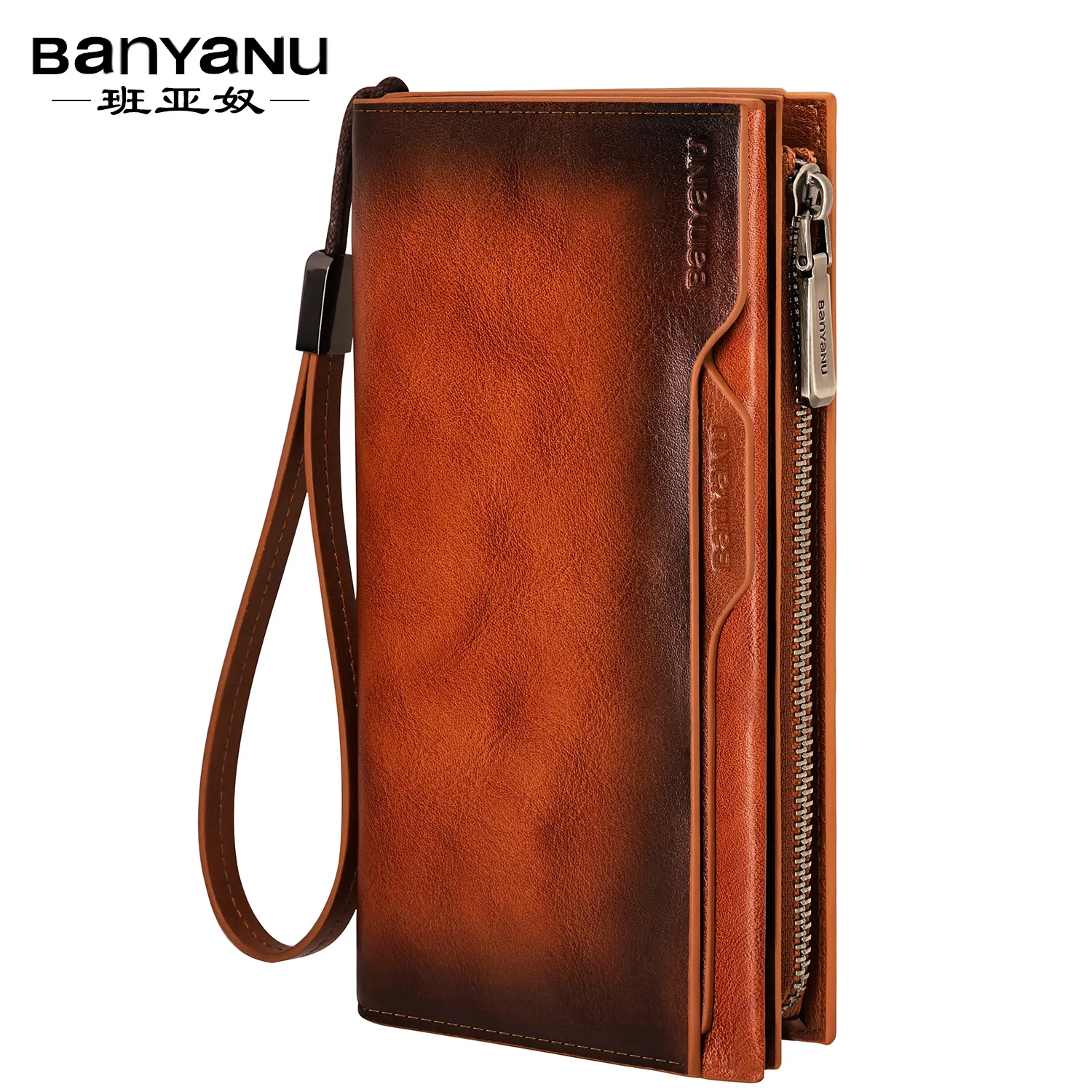 Vintage Men's Wallet Genuine Leather Large Capacity RFID Blocking Clutch Bag Purse Credit Card Holder Business Wallets for Men