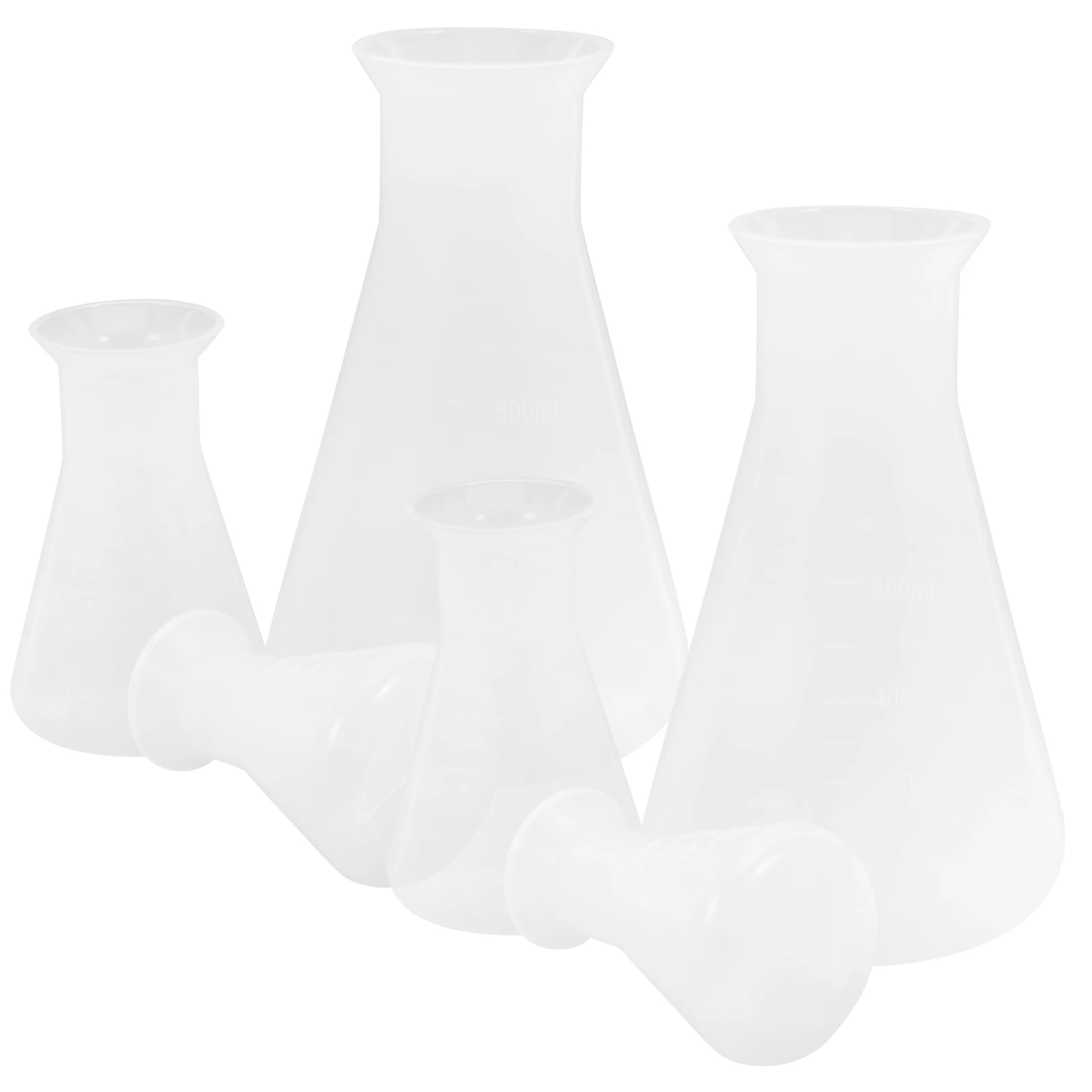 

6Pcs Plastic Chemistry Flasks Set Wide Mouth Erlenmeyer Graduated Transparent Laboratory Bottles for Experiments Science Use