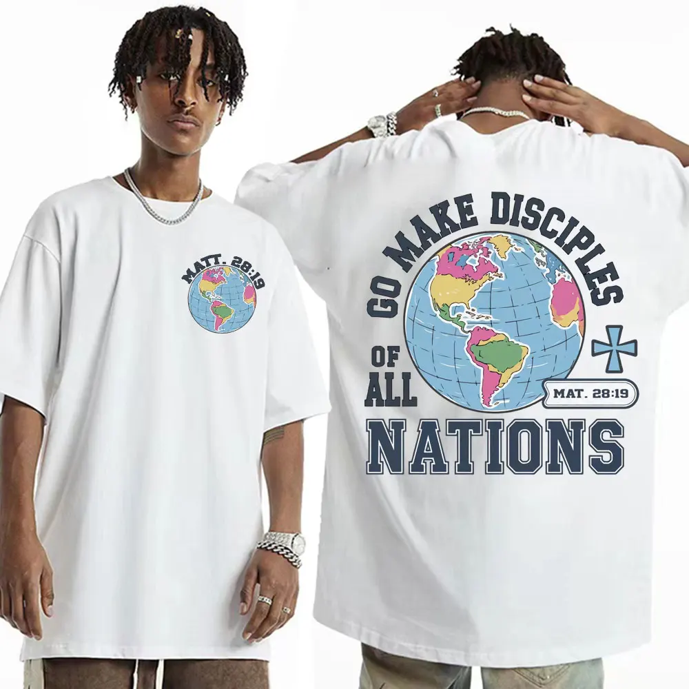 Go Make Disciples Christian Streetwear T Shirts Vintage Men Bible T Shirt Women\'s Fashion Aesthetic Cotton Short Sleeve T-shirts