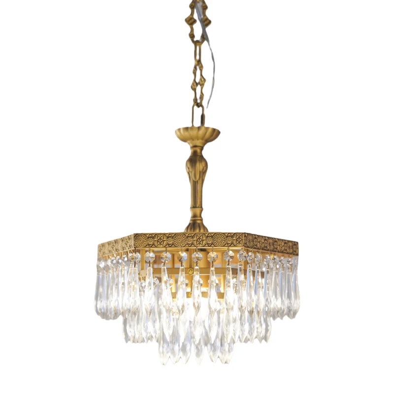 

French retro all-copper classical crystal small chandelier balcony aisle entrance cloakroom corridor restaurant bar lamp