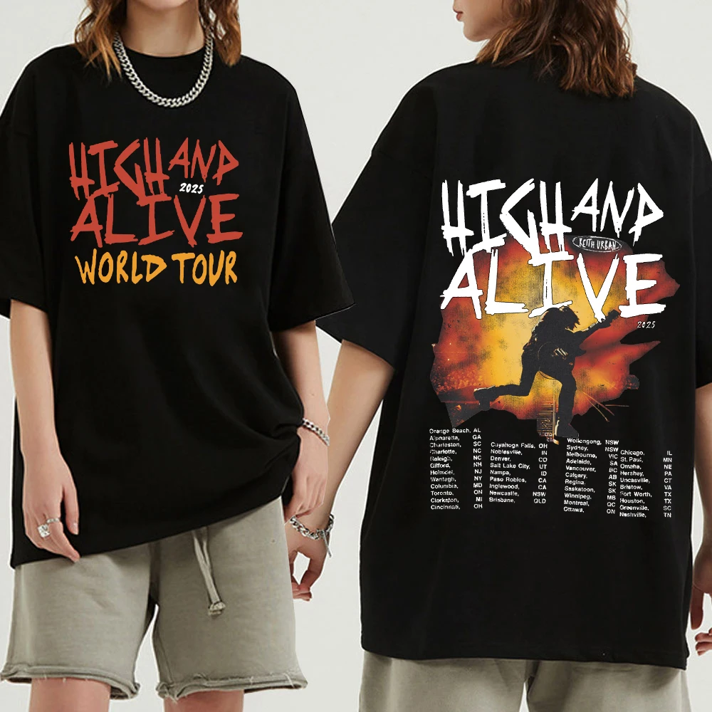

Футболка Keith-Urban High And Alive Tour 2025 Harajuku с круглым вырезом, повседневная рубашка в подарок