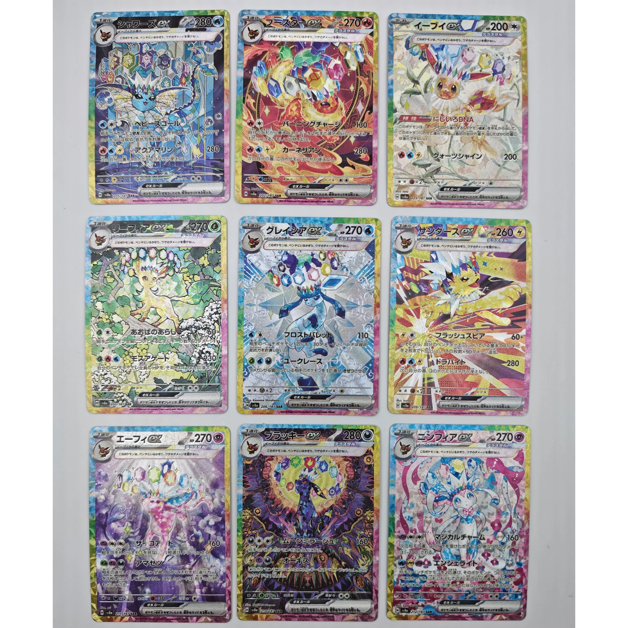 9 قطعة/المجموعة PKM PTCG Eevee سلسلة SV8A التيتانيوم كريستال Umbreon Vaporeon DIY جمع بطاقة الخام فلاش النسخة اليابانية بطاقة