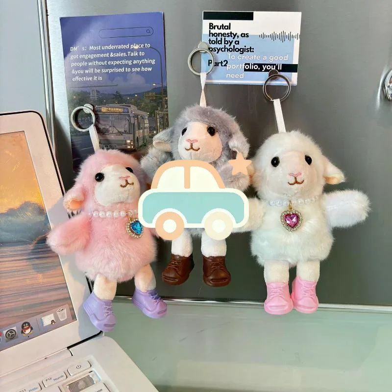Cute Fluffy Lamb Plush Keychain With Boots Keyring Lovely Sheep Doll Keyring Bag Pendant Decoration For 2027 New Year Gifts