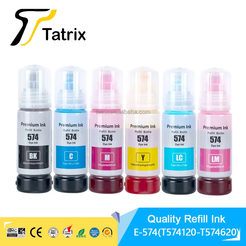Tatrix For Epson T5741 T5742 T574 ink Compatible Color Water Based Bottle Refill Bulk Inkjet Ink for Epson L8050/L18050 Printer