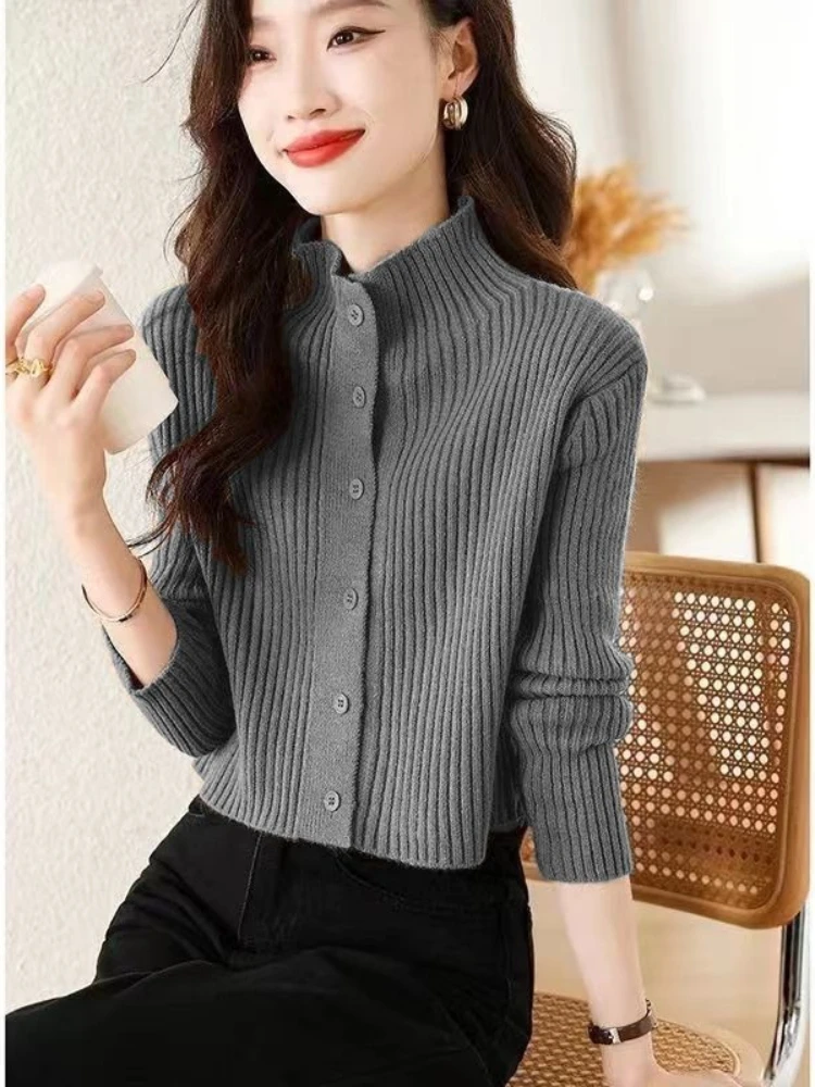 Women's 2026 Autumn Winter Soft Light Mature Knit Layering Top Slimming Sweater Coat Chic Coquette Trendy Warm  Cardigan