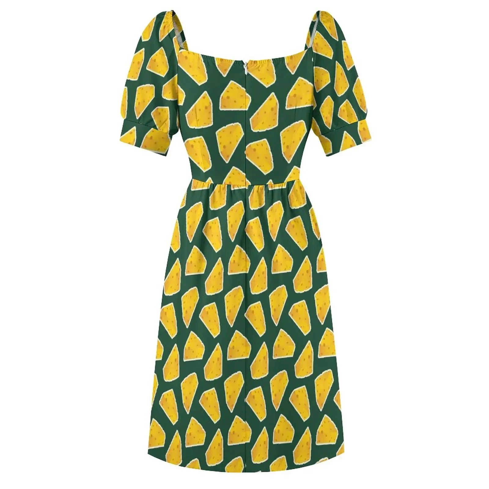 Green Bay Packers Pattern, Green Background Short-Sleeved Dress Dress vintage loose women's dress