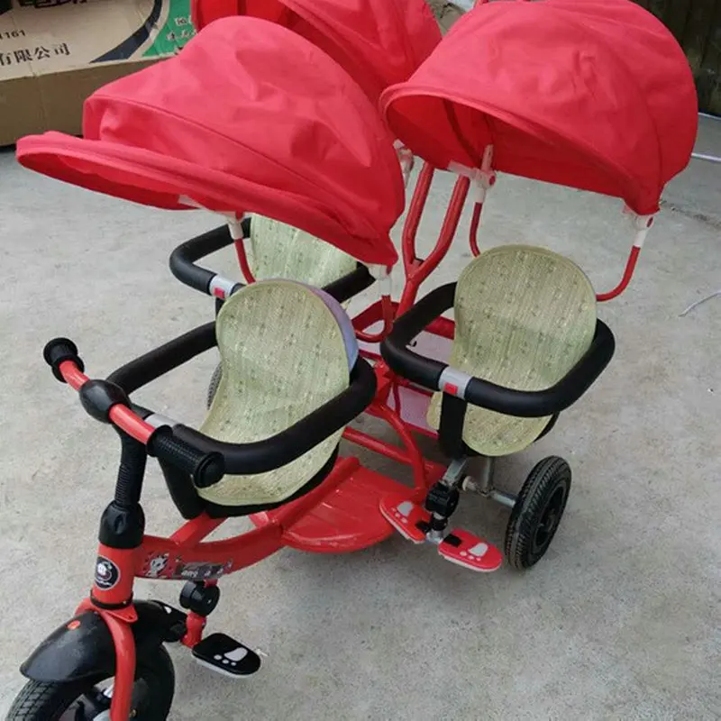 Triple baby stroller with umbrella, three baby tricycle, three seats baby carriage