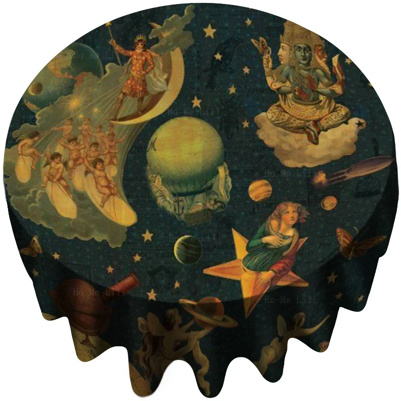 Crush Pumpkin Mellon Collie And Infinite Sadness Artwork Round Tablecloth By Ho Me Lili For Tabletop Decor