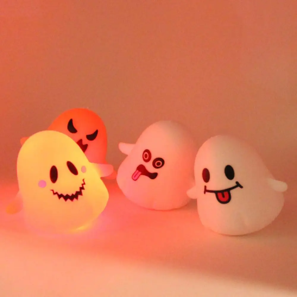 Cute Glowing Halloween Pumpkin Fidget Toy Pumpkin Ghost Glowing Ghost Pinch Ball Soft Skull Slow Rising Squeeze Ghost Kids Gifts