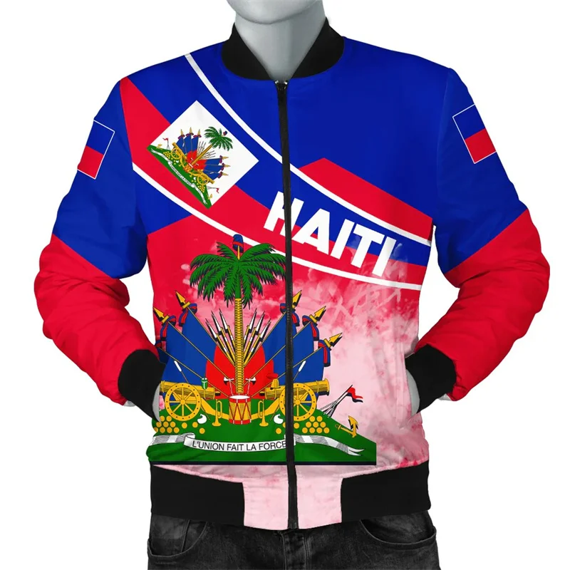 2024 3D Printed Haiti jacket national Flag Coat Of Arms Men jiackets Women Long Sleeve coat Kid Street jacket christmas clothes