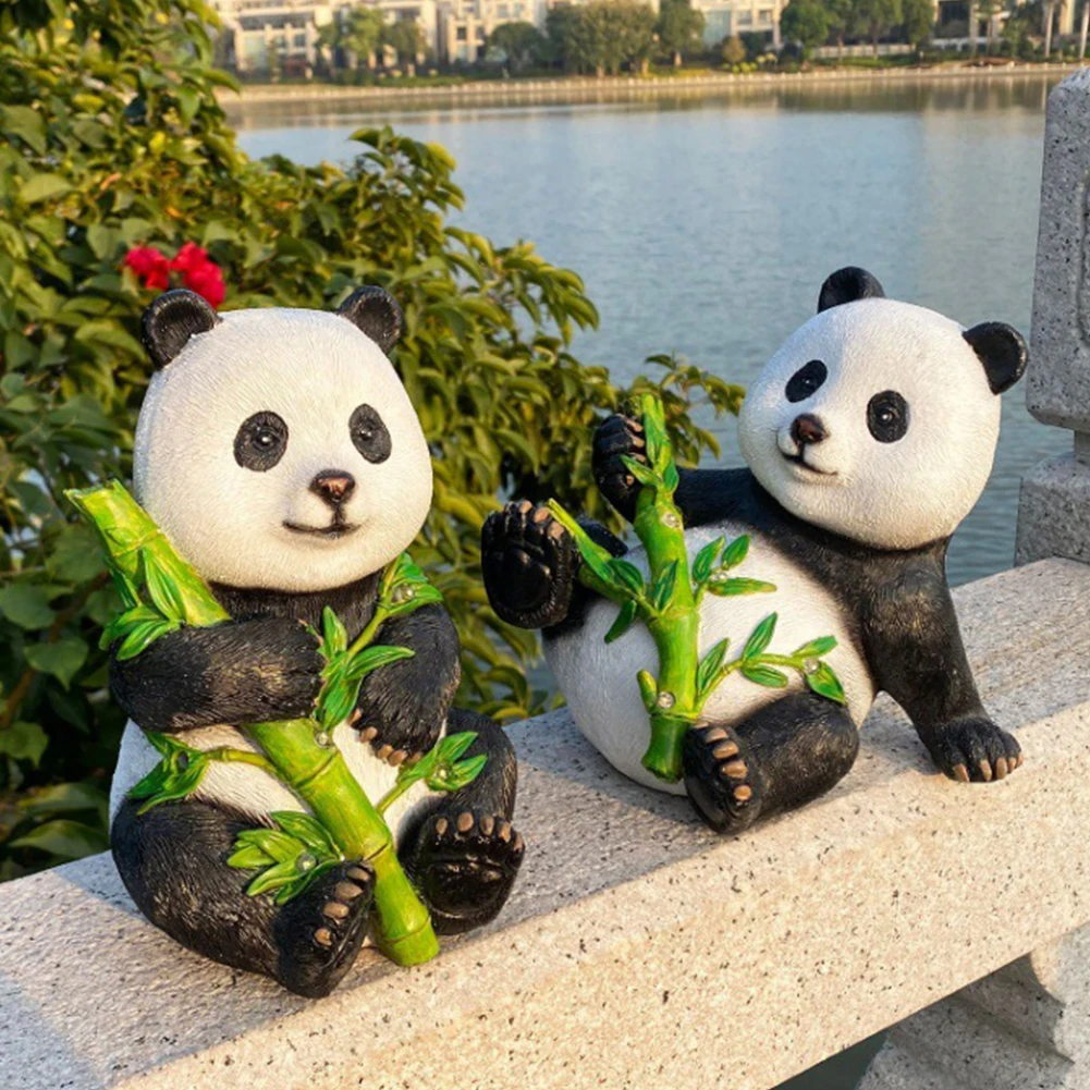 

Panda Statue Solar Light Waterproof Panda-Lawn Outdoor Decor Cute Sculptures Figurine for Porch Desk Patio Balcony Yard Ornament