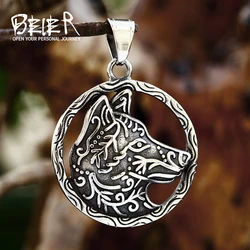 BEIER 2024 new jewelry domineering cool hollow out wolf head titanium steel ring men cast stainless steel animal BP8-1331